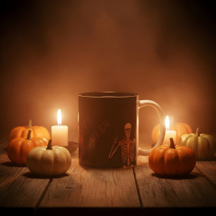 Caneca De Café Em Dois Tons Feliz Halloween, Skeleton, design