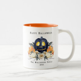 Caneca De Café Em Dois Tons Feliz Halloween Spooky Samhain Pumpkins Crystals