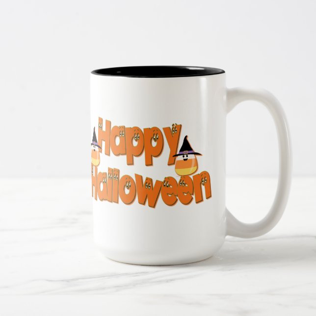 Caneca De Café Em Dois Tons Feliz Halloween Whimsic Text Mug (Direita)