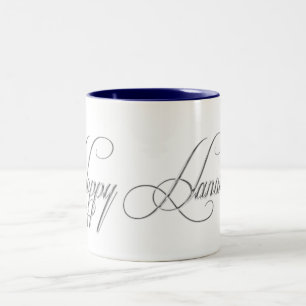 Caneca De Café Em Dois Tons Feliz Hanukkah Silver Metal Olhe Palavras Design