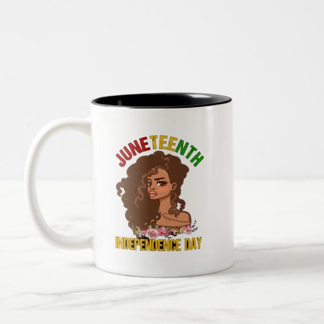 CANECA DE CAFÉ EM DOIS TONS FELIZ JUNETEENTH 2025 (Esquerda)