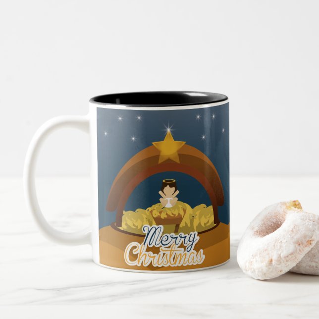 Caneca De Café Em Dois Tons Feliz Natal (Com Donut)
