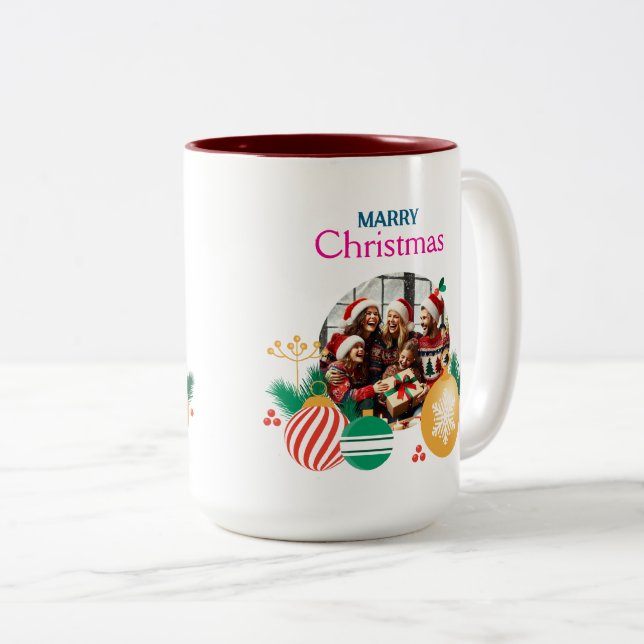 Caneca De Café Em Dois Tons Feliz Natal (Frente Esquerda)