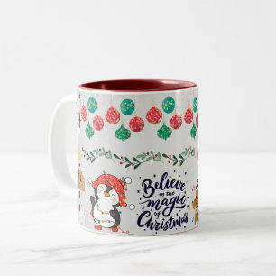Caneca De Café Em Dois Tons Feliz Natal, adorável Pinguim