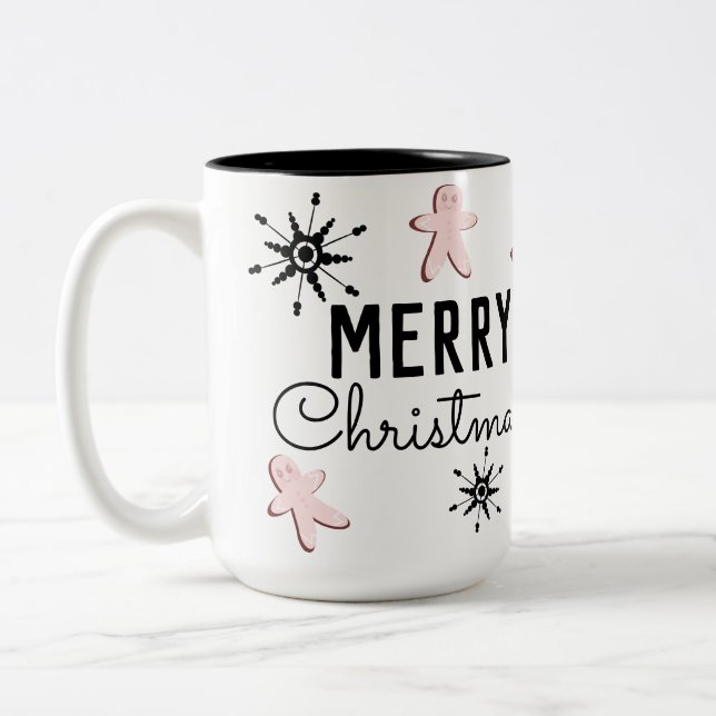 Caneca De Café Em Dois Tons Feliz Natal - Biscoito Gingerpão (Esquerda)