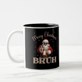 Caneca De Café Em Dois Tons Feliz Natal BRUH Engraçado design