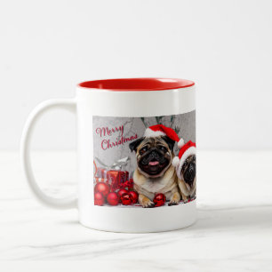 Caneca De Café Em Dois Tons Feliz Natal Cachorro Pet Pug Bonito Adorável