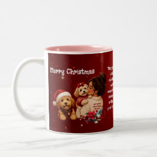 Caneca De Café Em Dois Tons Feliz Natal Cachorro Vermelho Fofo Foto da Mãe