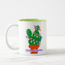 Caneca De Café Em Dois Tons feliz natal cactus