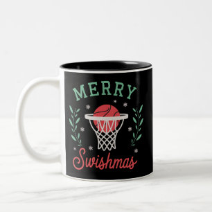 Caneca De Café Em Dois Tons Feliz Natal com Basquete Esportes de Natal 