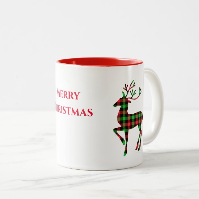 Caneca De Café Em Dois Tons Feliz Natal Deer Mug (Frente Esquerda)