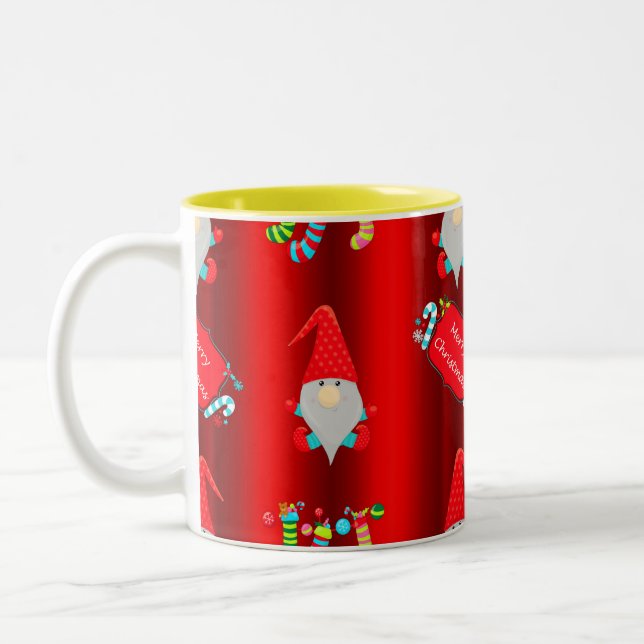 Caneca De Café Em Dois Tons Feliz Natal dos Elfos Vermelhos (Esquerda)