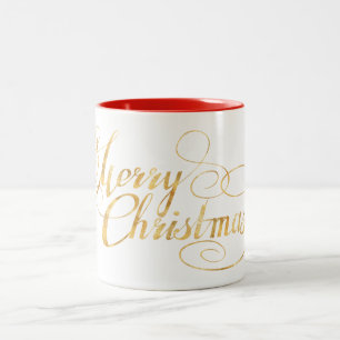 Caneca De Café Em Dois Tons Feliz Natal (DOURADO)