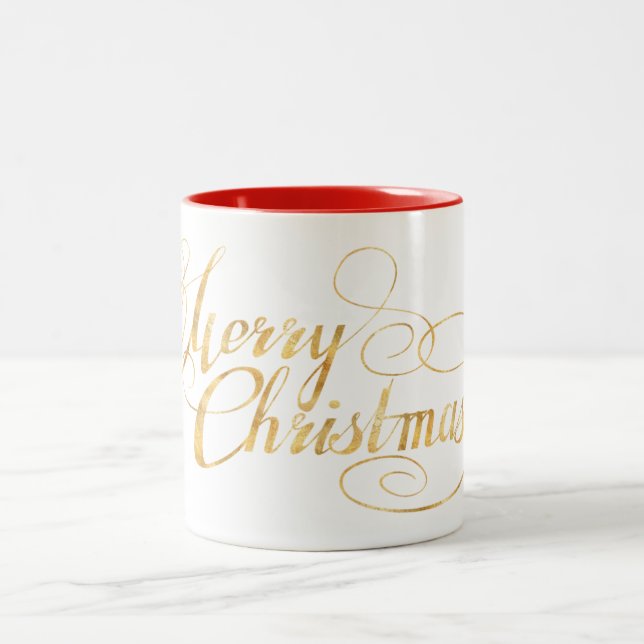 Caneca De Café Em Dois Tons Feliz Natal (DOURADO) (Centro)