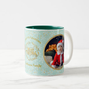 Caneca De Café Em Dois Tons Feliz Natal e Amo Você Vovó Duas Fotos