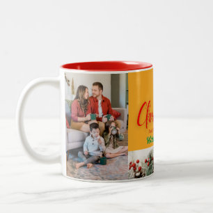 Caneca De Café Em Dois Tons Feliz Natal e Feliz ano novo personalizar foto