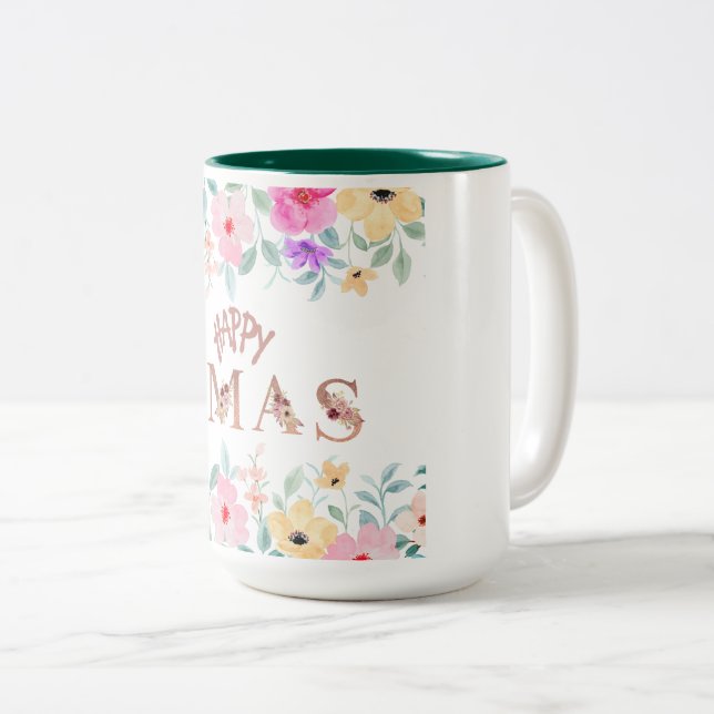 Caneca De Café Em Dois Tons Feliz Natal Elegante (Frente Esquerda)