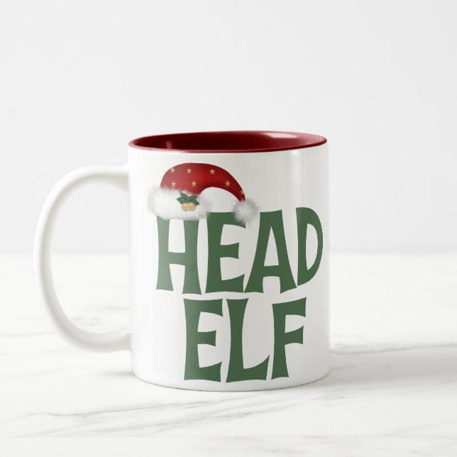 Caneca De Café Em Dois Tons Feliz Natal Elf Mug (Esquerda)