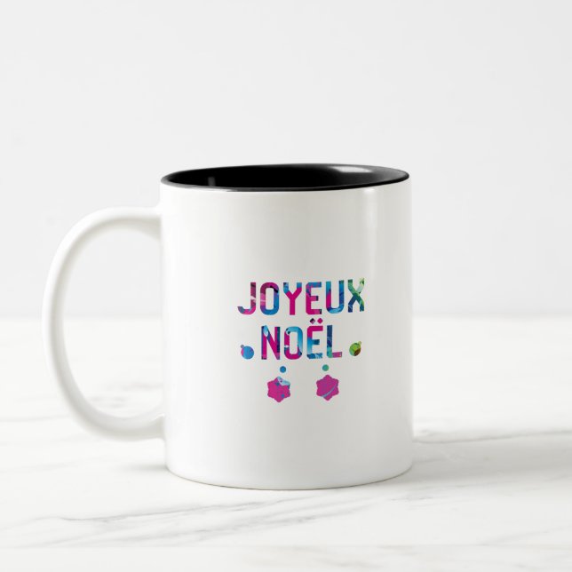 Caneca De Café Em Dois Tons Feliz Natal em francês Joyeux Noel (Esquerda)
