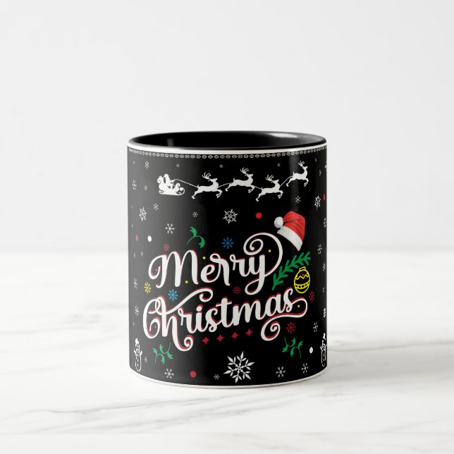 Caneca De Café Em Dois Tons Feliz Natal Engraçado (Centro)