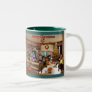 Caneca De Café Em Dois Tons Feliz Natal & feliz ano novo!