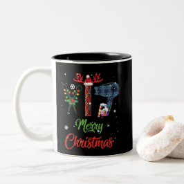 Caneca De Café Em Dois Tons Feliz Natal Hairstylist Engraçado Ferramenta Engra