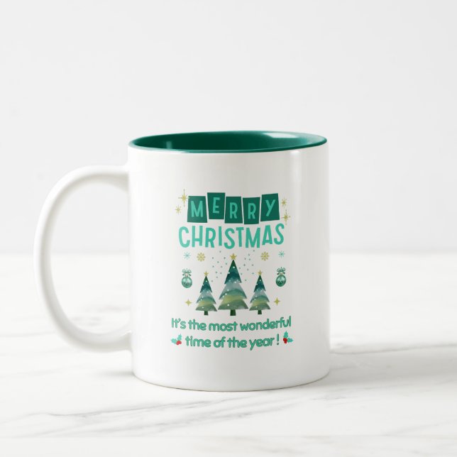 Caneca De Café Em Dois Tons Feliz Natal - Hora Maravilhosa do Ano (Esquerda)