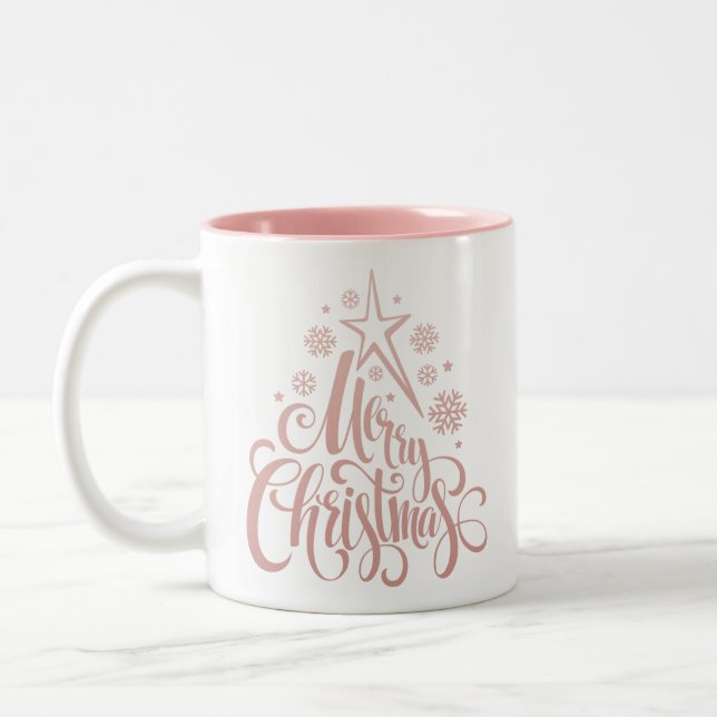 Caneca De Café Em Dois Tons Feliz Natal Moderno (Esquerda)