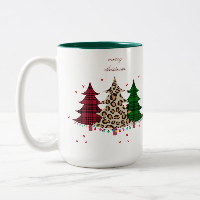 Caneca De Café Em Dois Tons Feliz Natal Moderno e Elegante (Esquerda)