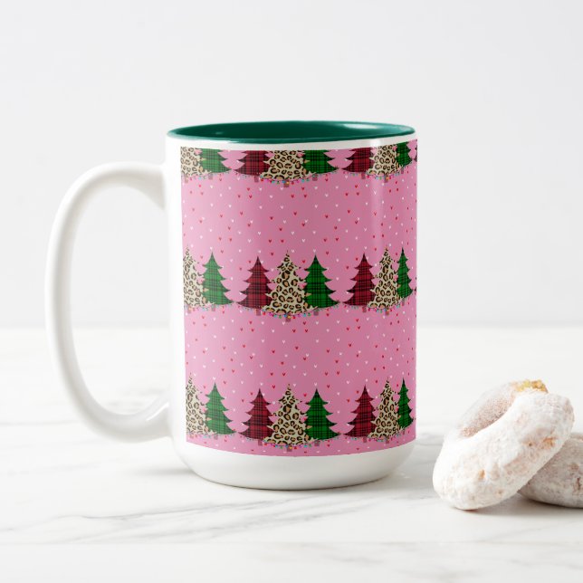 Caneca De Café Em Dois Tons Feliz Natal Moderno e Elegante (Com Donut)