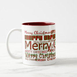 Caneca De Café Em Dois Tons Feliz Natal Mug - Interior Vermelho