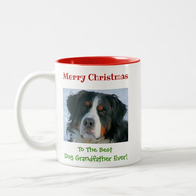 Caneca De Café Em Dois Tons Feliz Natal para o Avô do Cão (Esquerda)