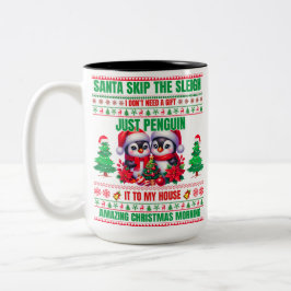Caneca De Café Em Dois Tons Feliz Natal Para Pinguins Presentes