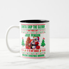 Caneca De Café Em Dois Tons Feliz Natal Para Pinguins Presentes
