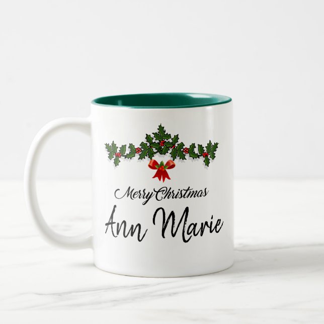 Caneca De Café Em Dois Tons Feliz Natal Personalizado (Esquerda)