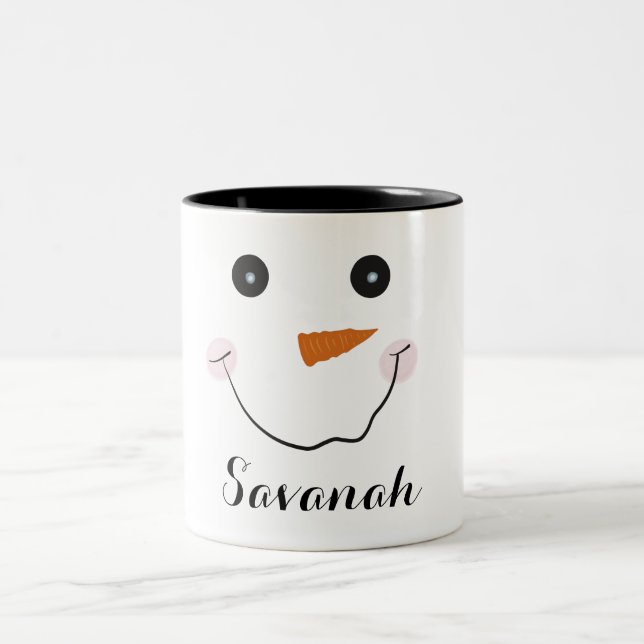 Caneca De Café Em Dois Tons Feliz Natal Personalizado Snowman Mug (Centro)