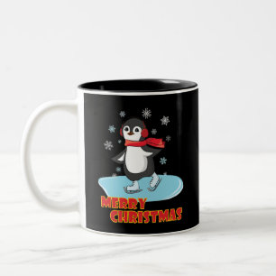 Caneca De Café Em Dois Tons Feliz Natal - Pinguim de inverno bonito