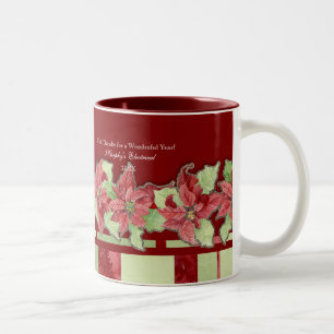 Caneca De Café Em Dois Tons Feliz Natal Poinsettia Empresas Personalizadas