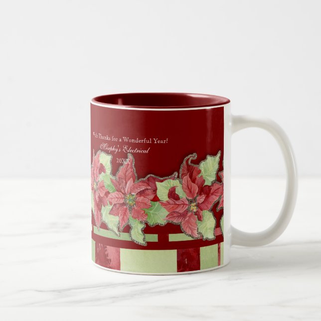 Caneca De Café Em Dois Tons Feliz Natal Poinsettia Empresas Personalizadas (Direita)