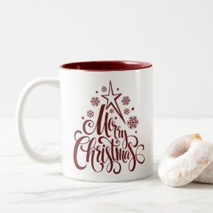 Caneca De Café Em Dois Tons Feliz Natal Red Modern