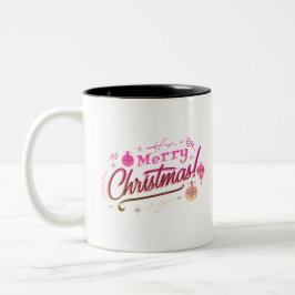 Caneca De Café Em Dois Tons Feliz Natal Red Pink Festivo design