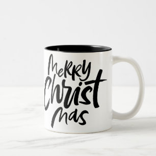 Caneca De Café Em Dois Tons Feliz NATAL Religioso Cristão Preto Branco