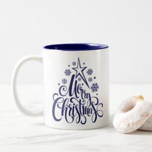 Caneca De Café Em Dois Tons Feliz Natal - Script Moderno