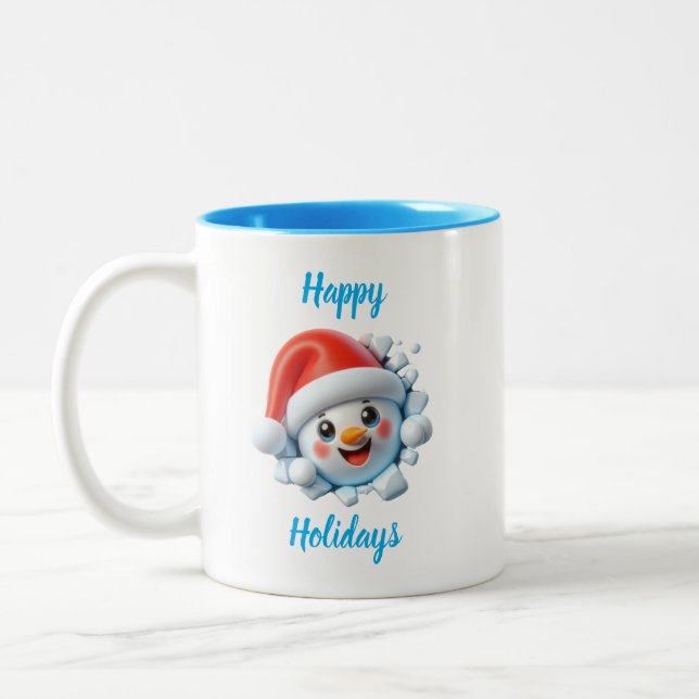 Caneca De Café Em Dois Tons Feliz Natal Snowman 3d Mug (Esquerda)