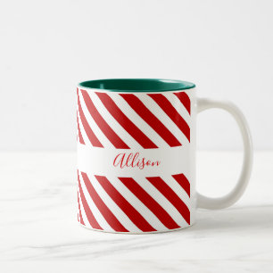 Caneca De Café Em Dois Tons Feliz Natal Stripes