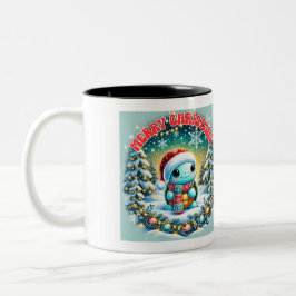 Caneca De Café Em Dois Tons Feliz Natal Tartaruga Saudação Mug