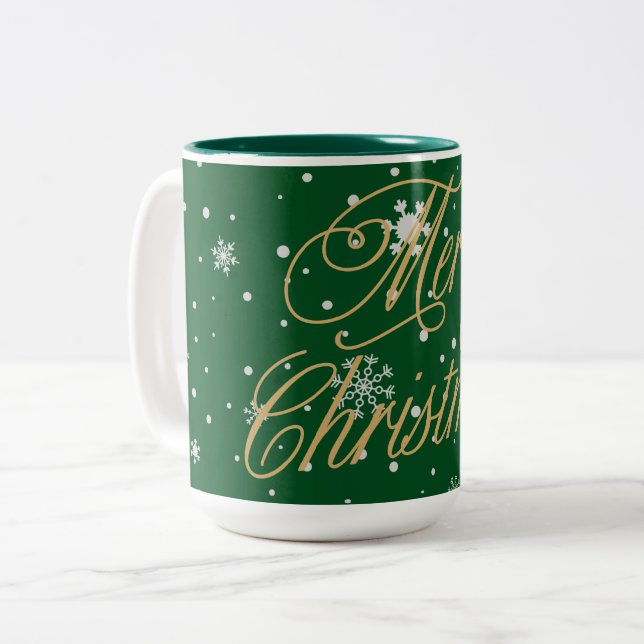 Caneca De Café Em Dois Tons Feliz Natal Trendy Holiday (Frente Esquerda)