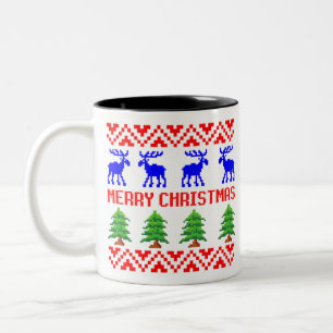 Caneca De Café Em Dois Tons Feliz Natal Ugly Sweater