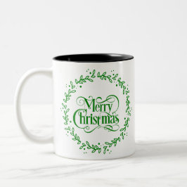 Caneca De Café Em Dois Tons Feliz Natal verde