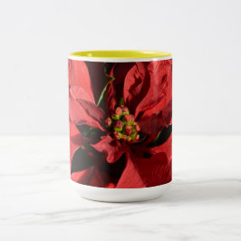 Caneca De Café Em Dois Tons Feliz Natal Vermelha Poinsettia Crespa
